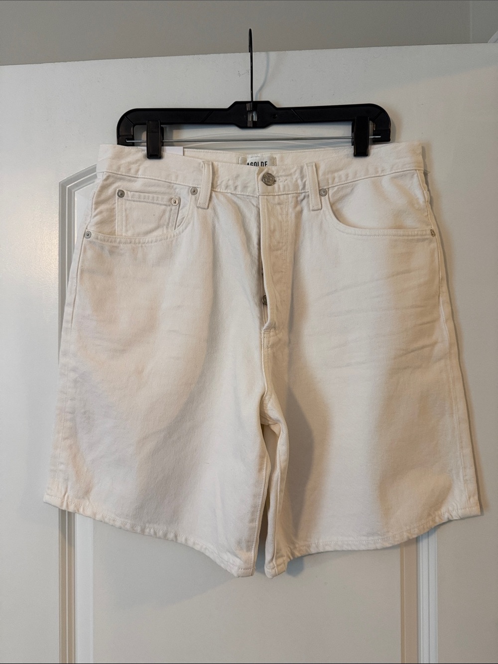 Agolde Off-White Denim Shorts